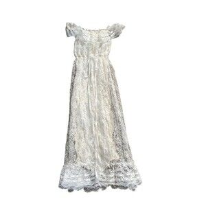 Vintage Dance Allure Alfred Angelo Long Lace Girls Dress Victorian Wedding Party
